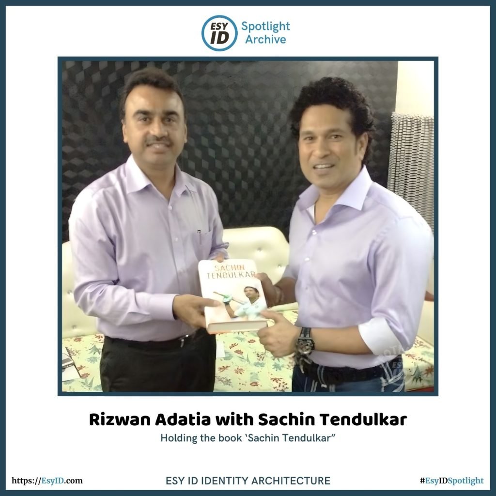 Rizwan Adatia with Sachin Tendulkar Esy ID Spotlight Archive