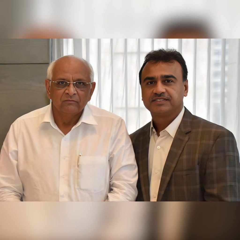 Rizwan Adatia with CM Bhupendra Patel Esy ID